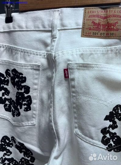 Джинсы Denim Tears серые, белые (Арт.56357)