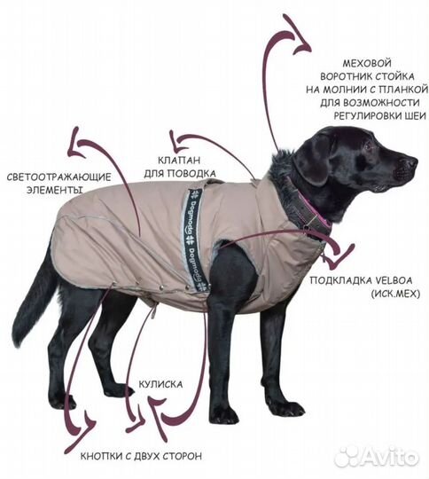 Куртка зимняя для собак средних и крупных пород