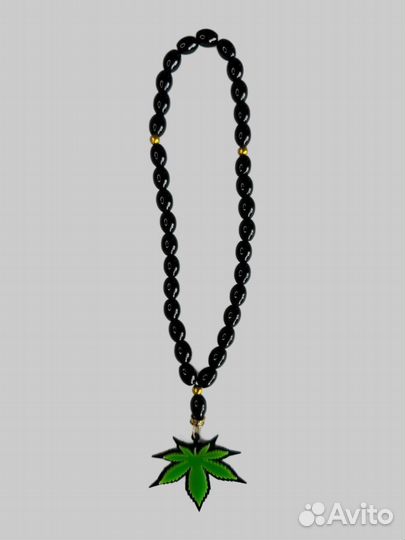 Четки на резинке, черные из камня с подвеской 