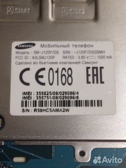 Материнская плата samsung J1 J120F На запчасти