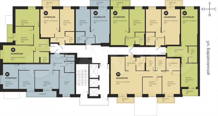 3-к. квартира, 80,7 м², 2/24 эт.