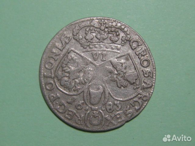 Монеты 6 грошей Польша 1683 Серебро