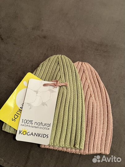 2 шапочки бини на малыша осень б/у