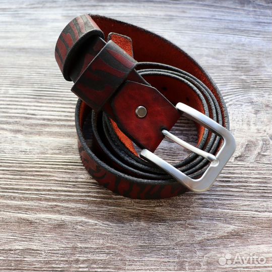 Брутальный Ремень из натуральной кожи Тигр