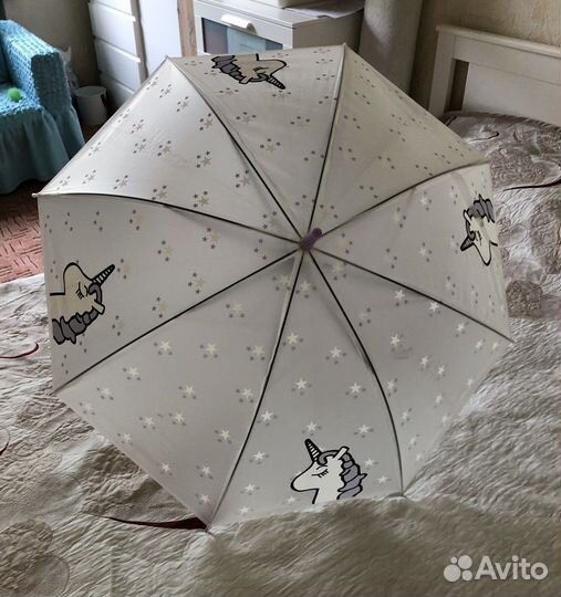 Зонт / зонтик трость детский с единорогом