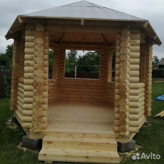 Готовые дачные беседки из бревна или бруса