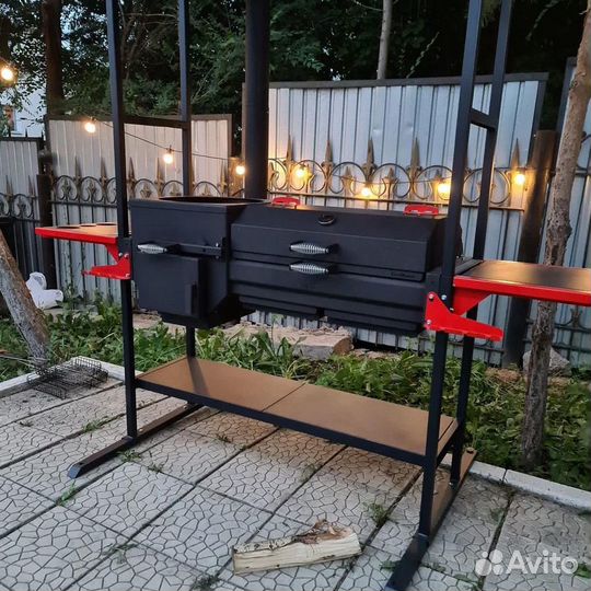 Барбекю комплекс: мангал с крышей печь гриль смоке