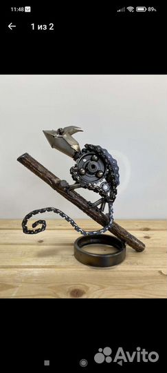 Скульптура из металла хамелеон