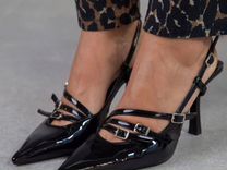 Туфли слингбэки черные Zara в стиле miumiu