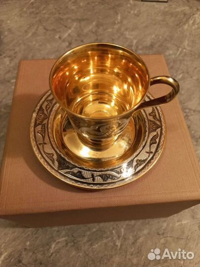 Серебряная кофейная пара Кубачи 875-й пробы