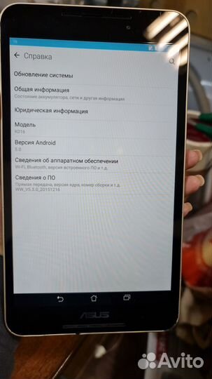Планшет asus k016 (1гб, 8гб, Android 5)