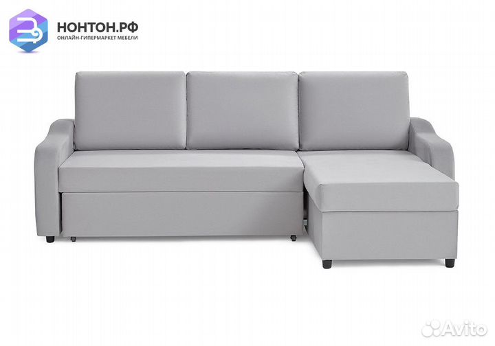 Диван угловой дельфин Лагос светло-серый