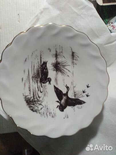 Десертные тарелки - Дикие утки фарфор, лоз 12шт