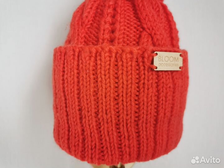 Комплект шапка и варежки оранжевые