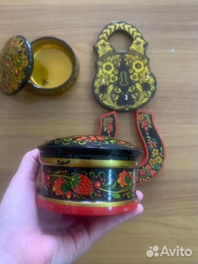 Хохлома деревянная золотая ручная роспись