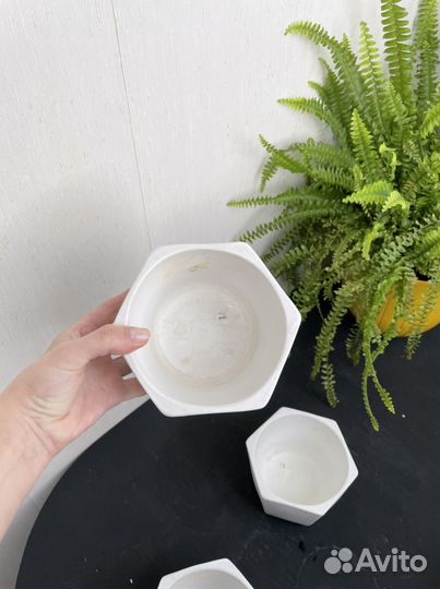 Кашпо для цветов белое керамика