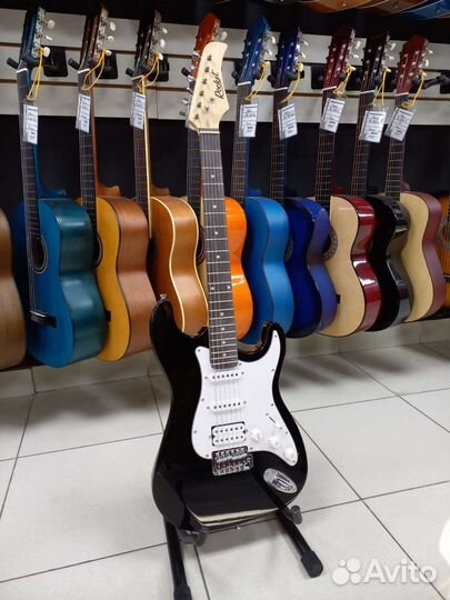 Электрогитара Черная с Хамбакером Rocket Новая
