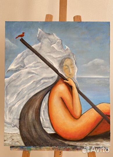 Картина маслом на холсте портет абстракция море