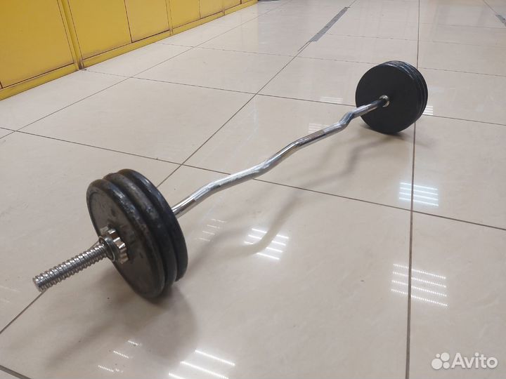 Гантели + изогнутый гриф Torneo + блины 40 кг