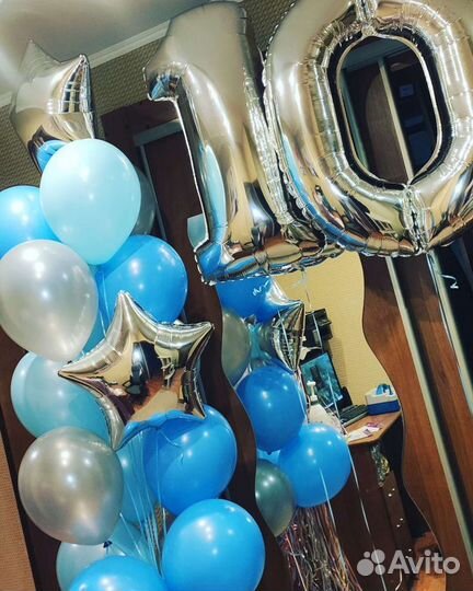 Воздушные гелиевые шары для подростка с цифрами 10