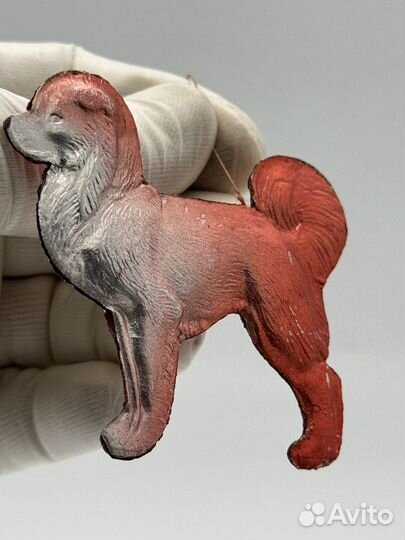 Елочные игрушки СССР картонаж собачка(1550)