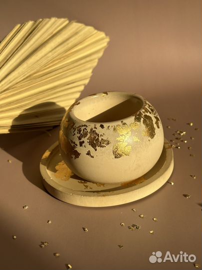 Кашпо для суккулентов из гипса