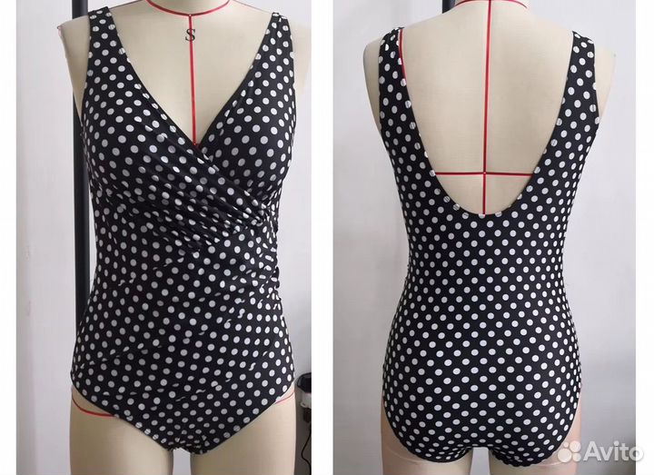 Слитный купальник в горошек 52-54