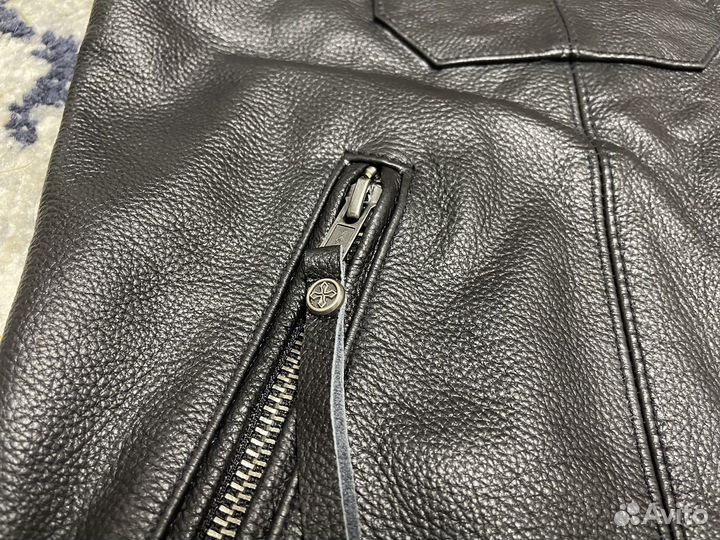 Жилет мужской кожаный байкерский