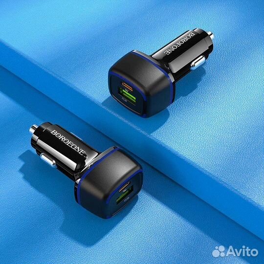 Автомобильная быстрая зарядка PD20W/QC 3.0+кабель