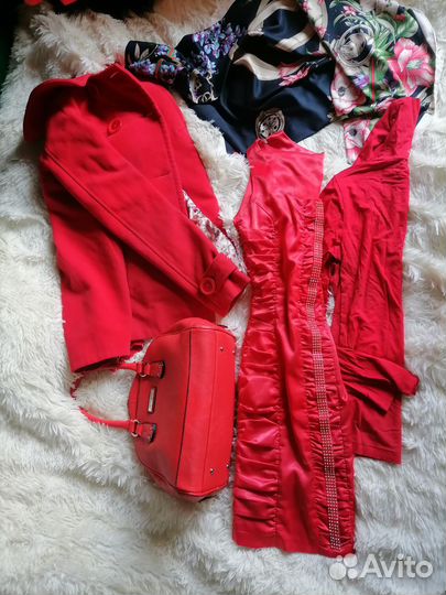 Вещи красные пакетом xs