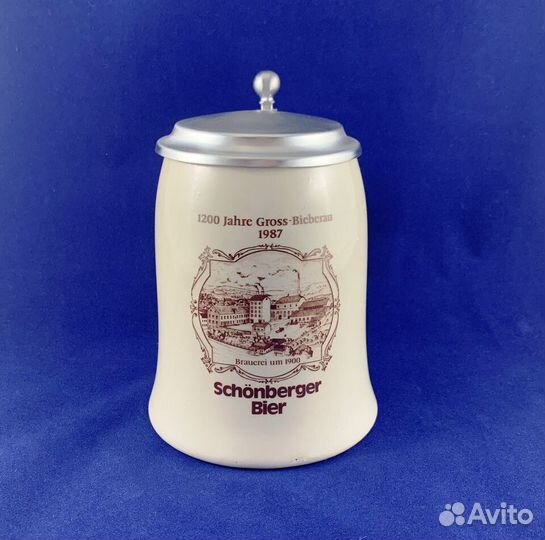 Немецкая пивная кружка с крышкой 1987 год