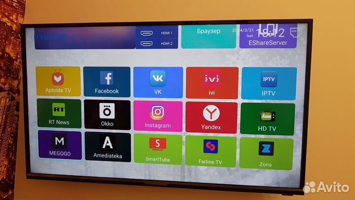 Телевизор смарт Android Hyundai 40 Южная Корея