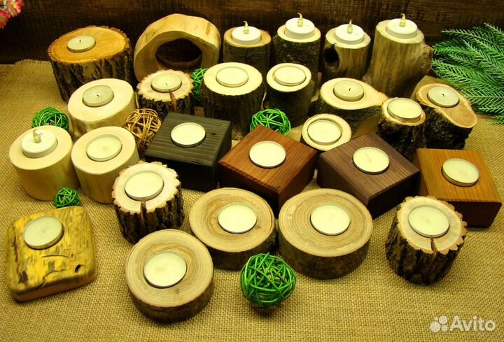 Подсвечники из дерева в наличии и под заказ