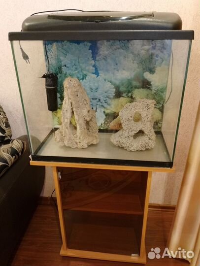 Аквариум на 90 литров вместе с тумбочкой