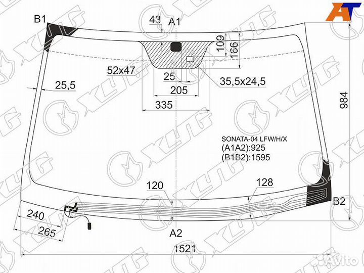 Лобовое стекло на Hyundai Sonata NF 04-10г