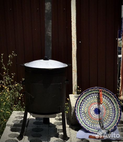 Казан чугунный с печкой 12л комплект