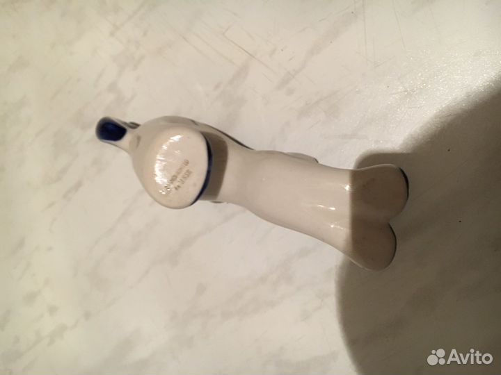 Фигурка кошки гжель синяя Советская