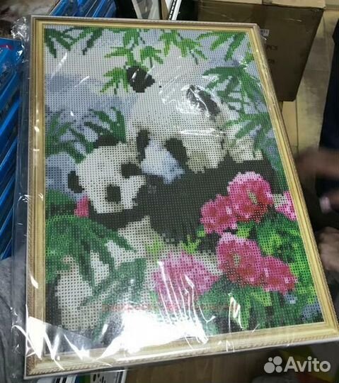 Алмазная мозаика 40x50 Тигрица с тигрёнком на камн