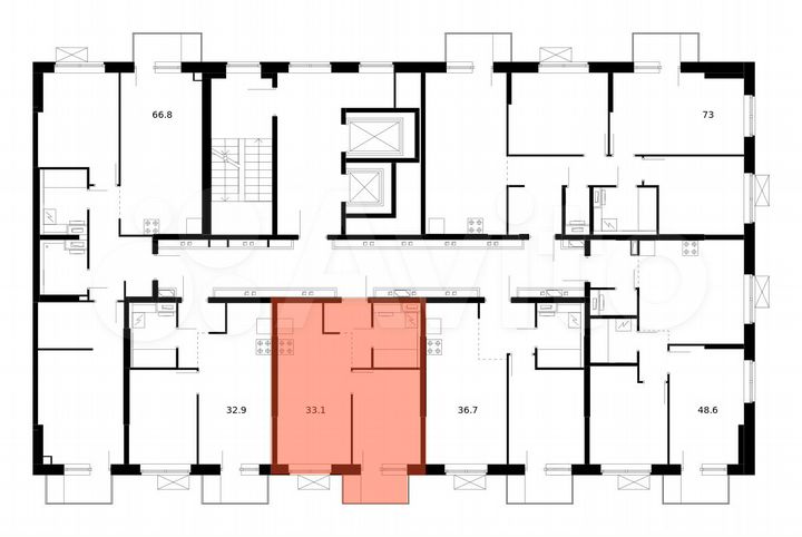 1-к. квартира, 33,1 м², 2/14 эт.