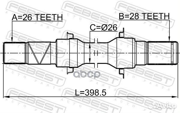 Полуось правая 26x398x28 0512M2atrh Febest