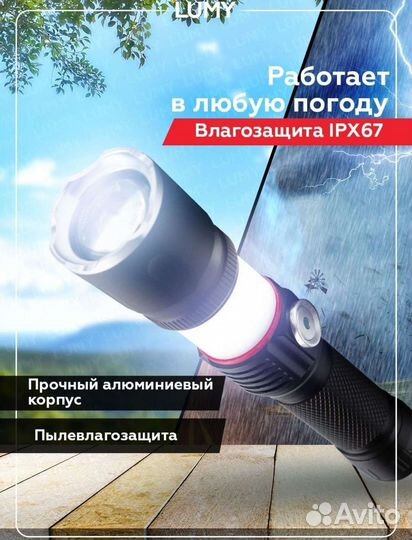 Фонарь светодиодный аккумуляторный новый