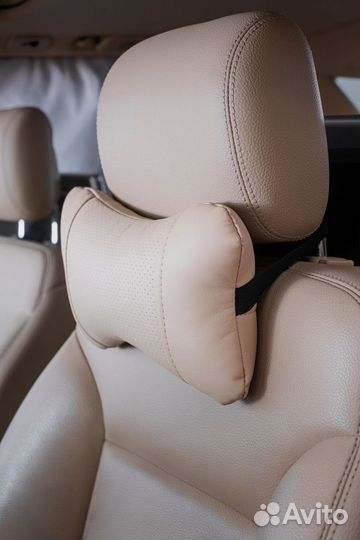 Подушка на подголовник экокожа бежевый