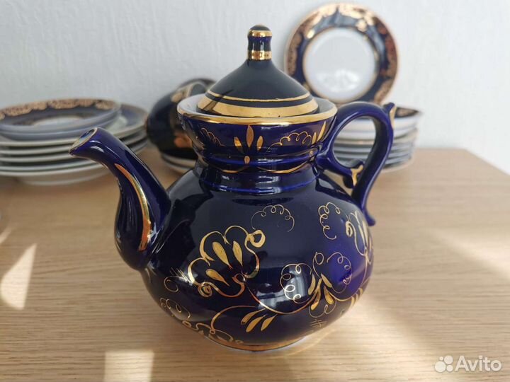 Чайный сервиз кобальт/золото