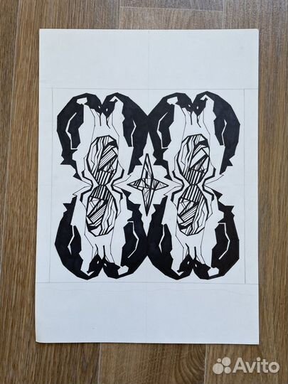 Картина/графика/рисунок/композиция/сфинкс/пингвин