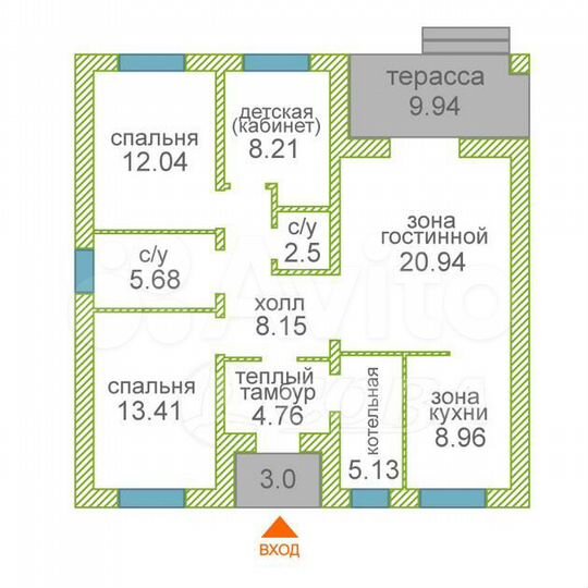 Дом 100 м² на участке 6,9 сот.