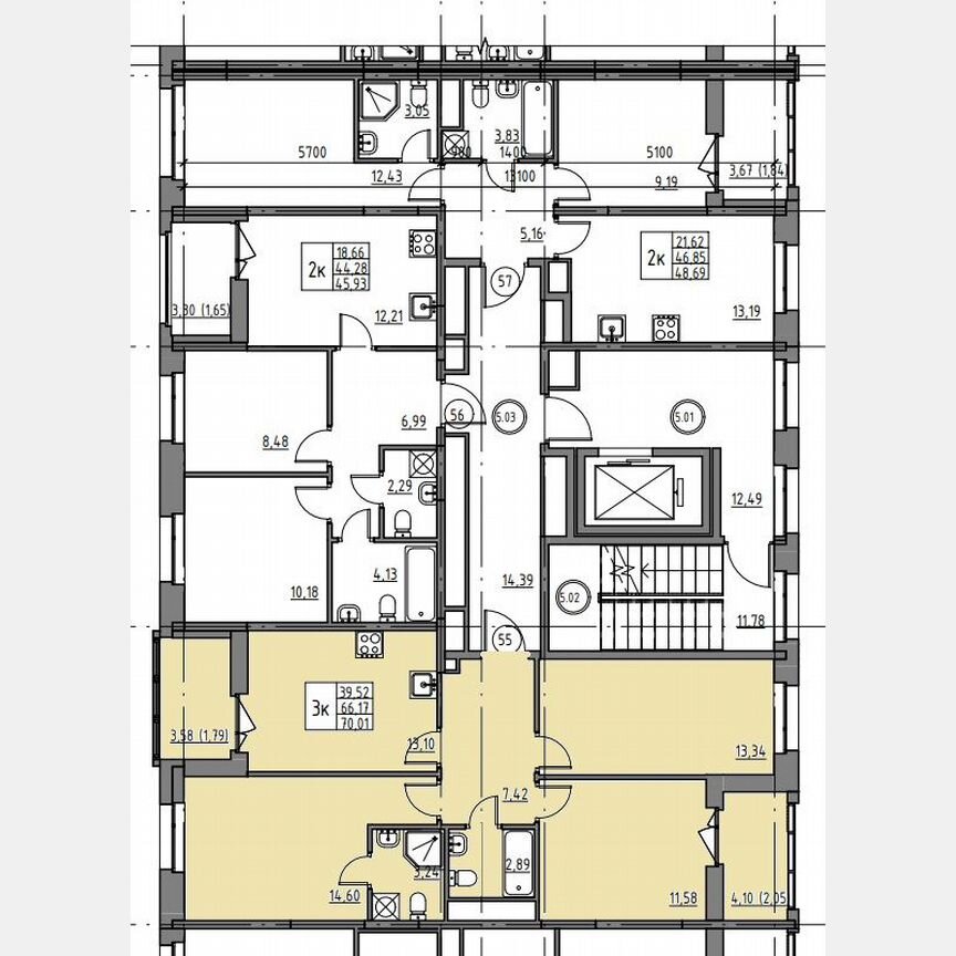 3-к. квартира, 70 м², 5/12 эт.