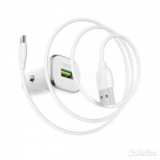 Зарядное 1*USB (QC3.0-3A) + кабель Type-C (borofon