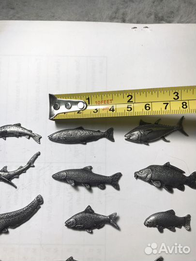 Рыба фигурки коллекция металл набор 15 Шт