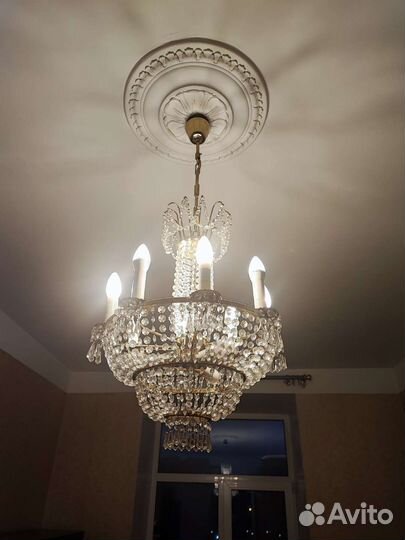 Хрустальная люстра СССР винтажная чехия