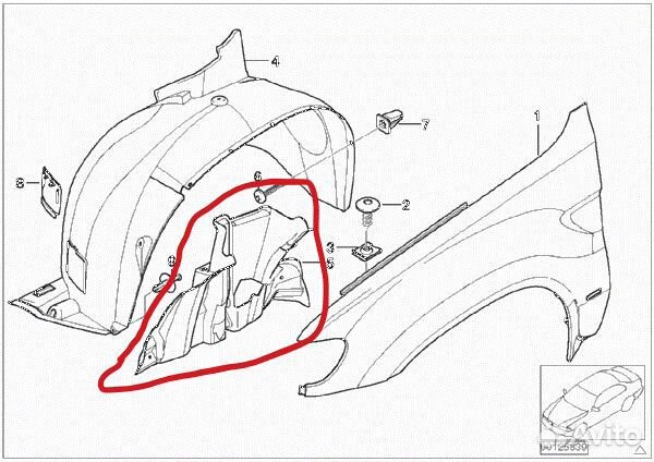 Оригинал защита колесной ниши левая BMW X5 E53